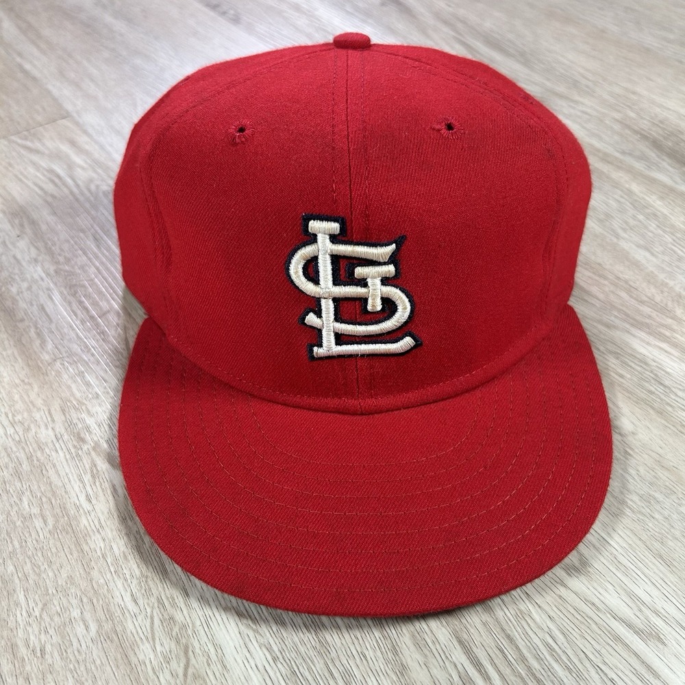 VTG 80s New Era St Louis Cardinals Fitted Hat 7 1/8 MLB Red Cap Made in USA